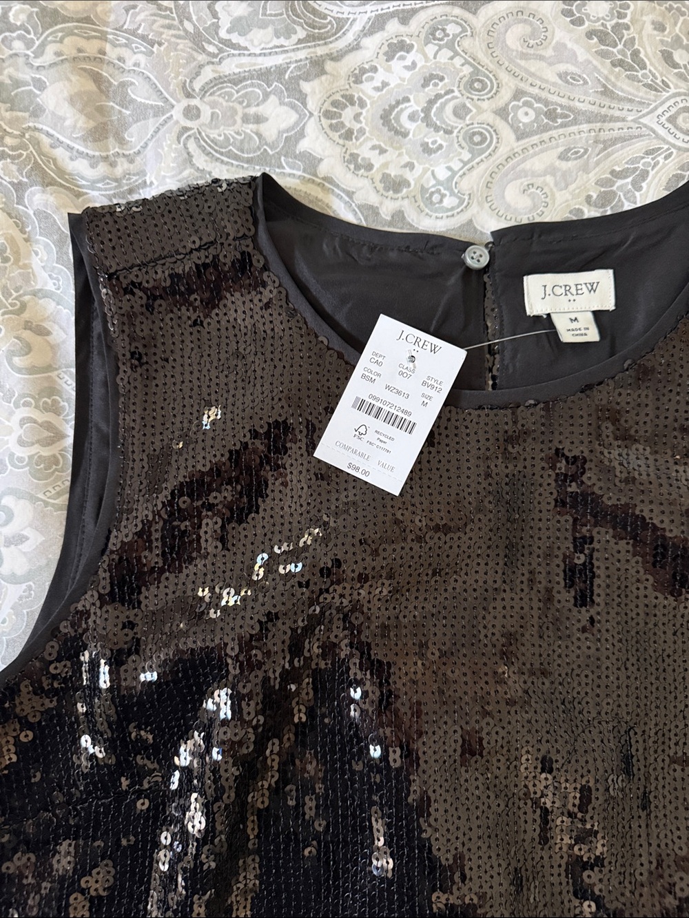J. Crew Black Sequin Sleeveless Shell